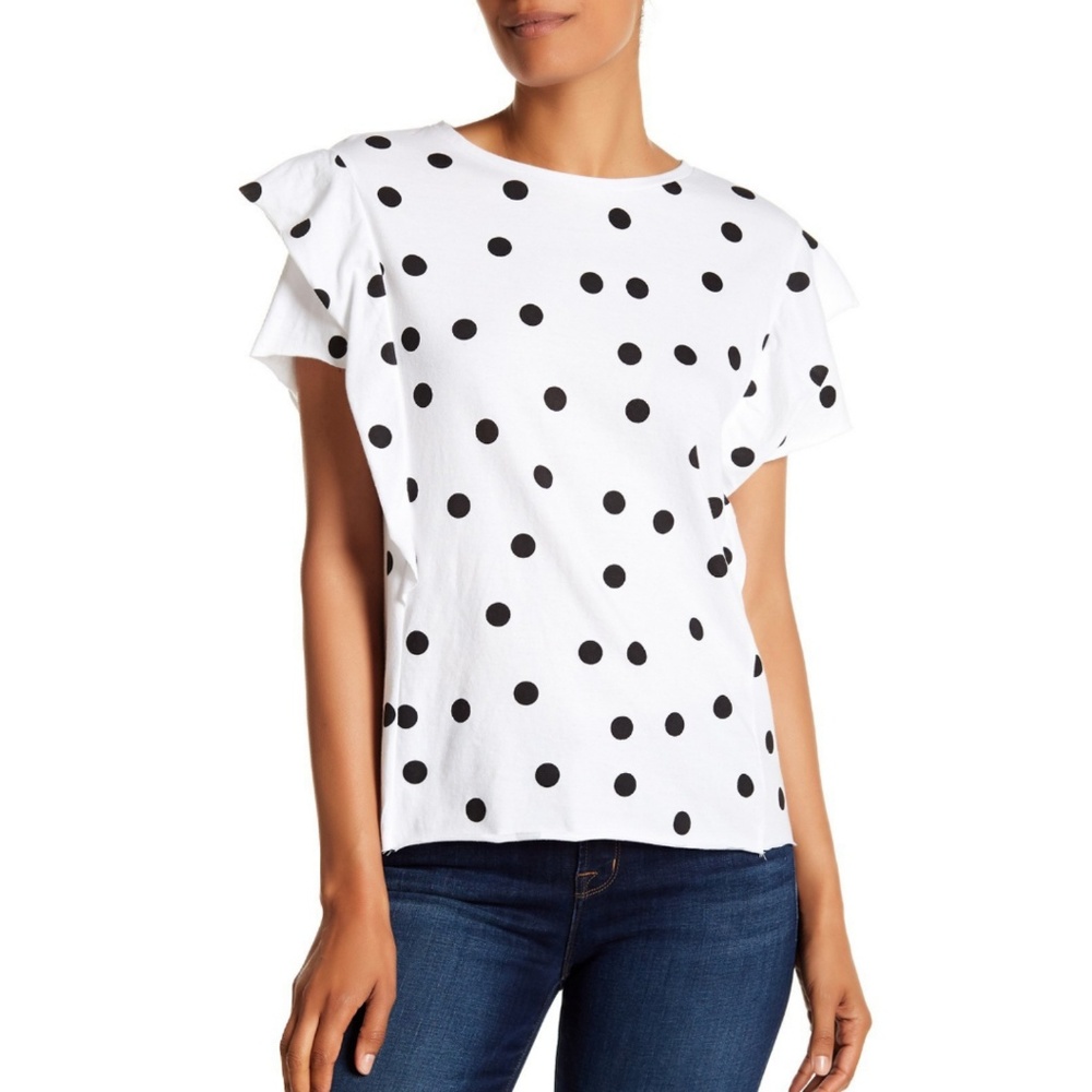 Polka Dot Ruffle Sleeve Tee
